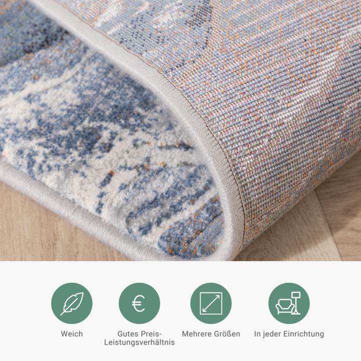 Teppich Abstrakt - Xavier Wave Blau Grau - 6