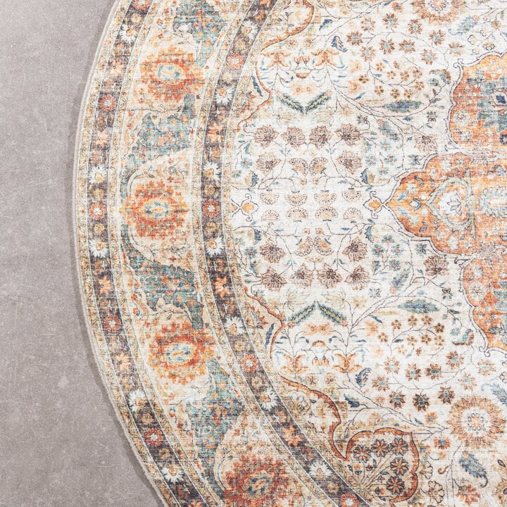 In- & Outdoor Teppich Rund - Kairo Medaillon Creme Bunt - 4