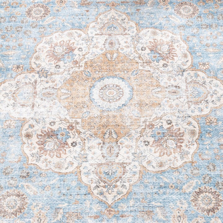 In- & Outdoor Teppich Vintage - Kairo Medaillon Hellblau Creme - 3
