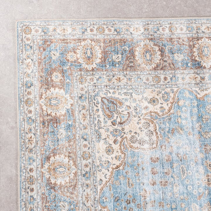 In- & Outdoor Teppich Vintage - Kairo Medaillon Hellblau Creme - 4