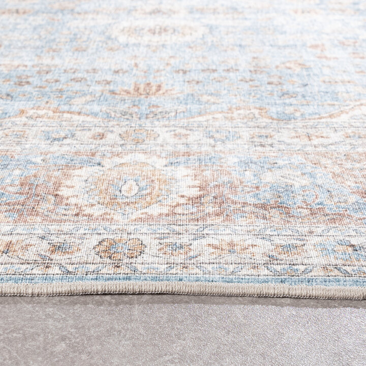 In- & Outdoor Teppich Vintage - Kairo Medaillon Hellblau Creme - 5