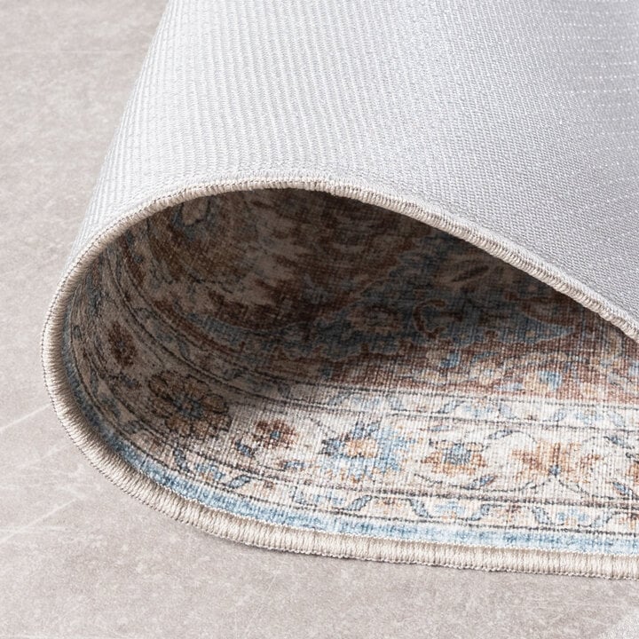 In- & Outdoor Teppich Vintage - Kairo Medaillon Hellblau Creme - 6