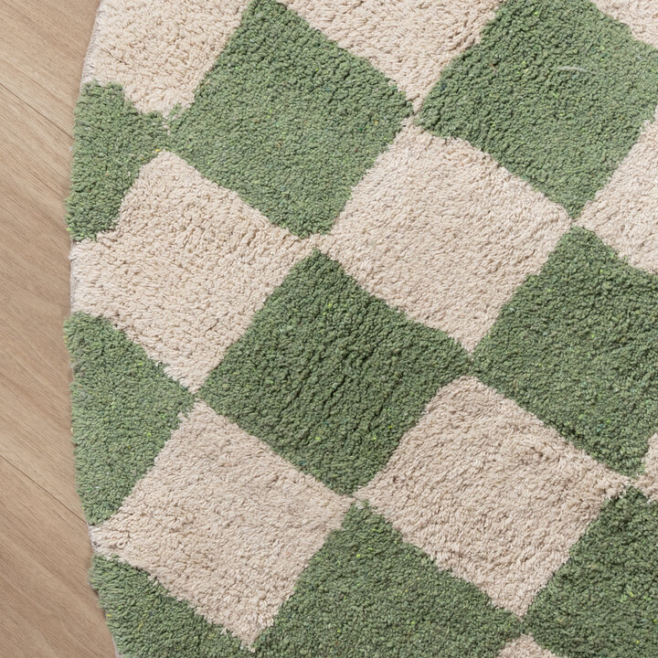 Rund Retro Teppich - Gambit Grün Weiß - 4