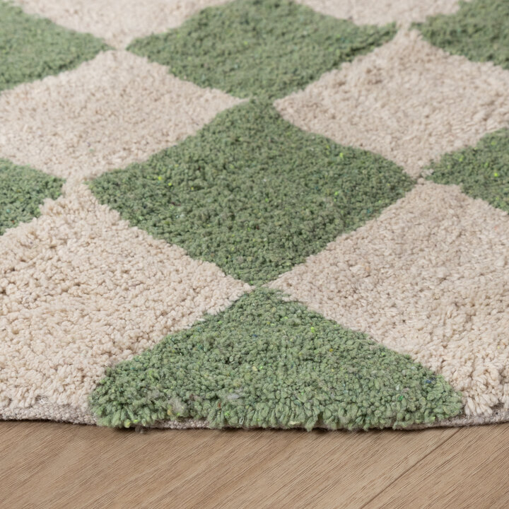 Rund Retro Teppich - Gambit Grün Weiß - 5