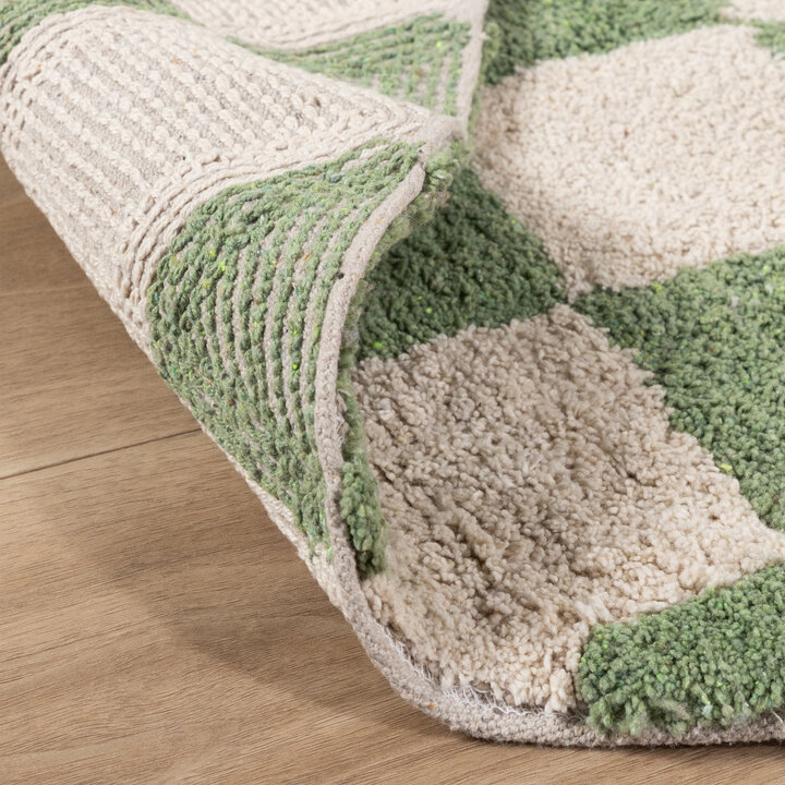 Rund Retro Teppich - Gambit Grün Weiß - 6