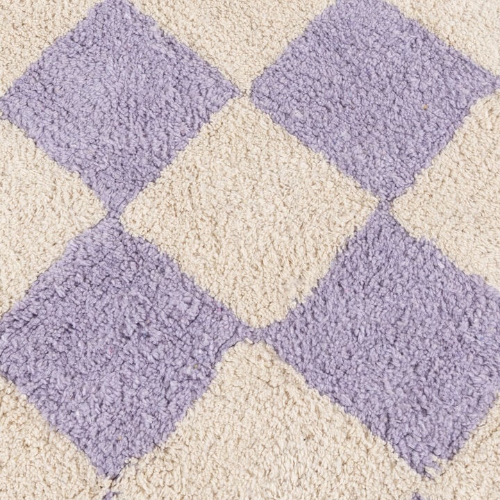 Rund Retro Teppich - Gambit Lila Weiß - 3