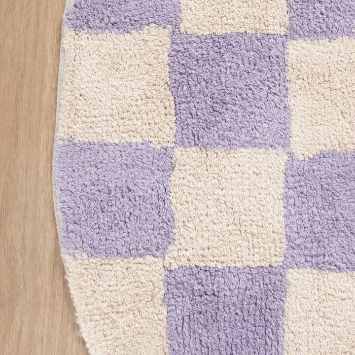 Rund Retro Teppich - Gambit Lila Weiß - 4