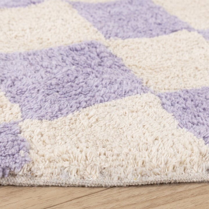 Rund Retro Teppich - Gambit Lila Weiß - 5