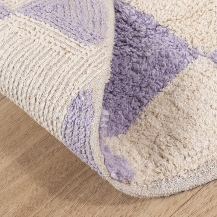 Rund Retro Teppich - Gambit Lila Weiß - 6