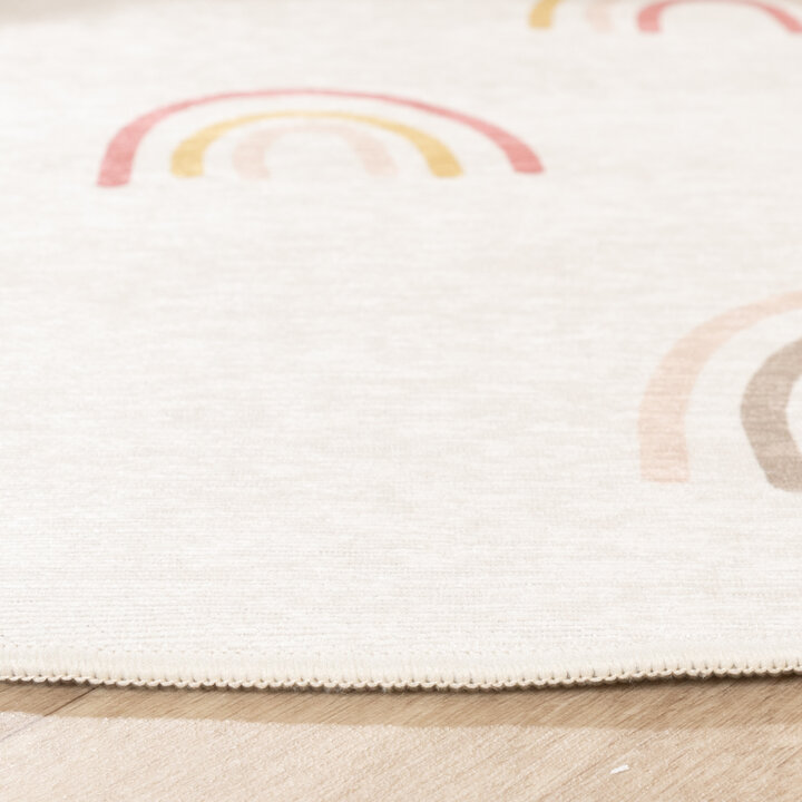 Waschbarer Kinderteppich Rund - Evi Rainbow Bunt - 5