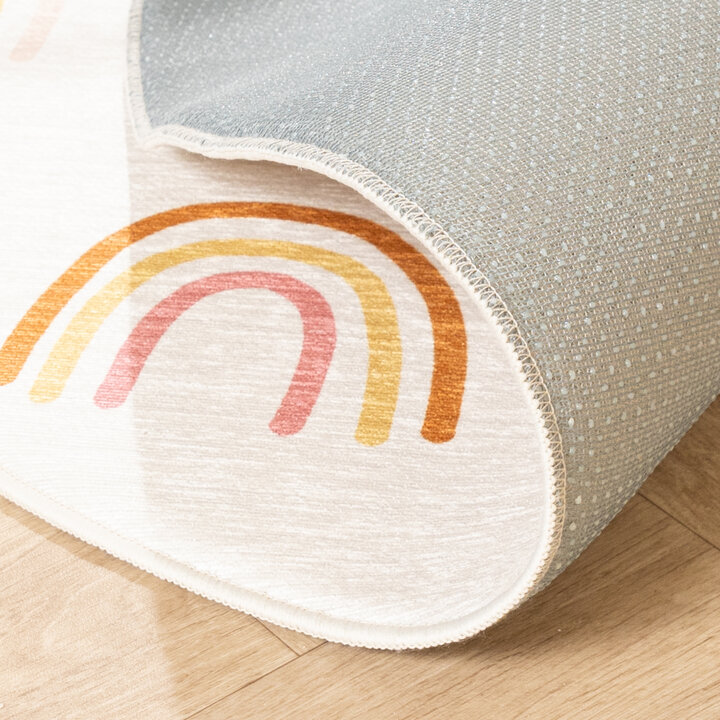 Waschbarer Kinderteppich Rund - Evi Rainbow Bunt - 6