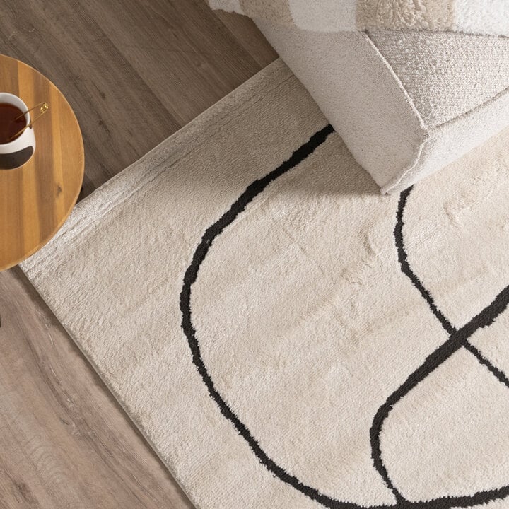 Japandi Teppich - Yori Lines Creme Schwarz - 2