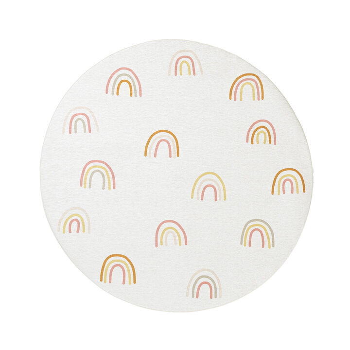 Waschbarer Kinderteppich Rund - Evi Rainbow Bunt - 1