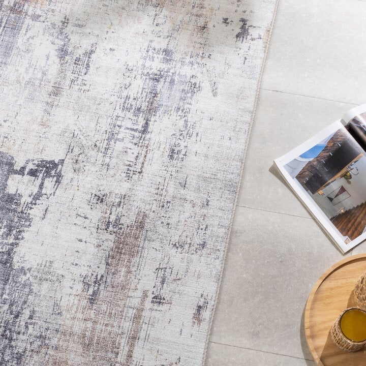 Waschbarer Läufer - Domingo Grunge Taupe Creme - 2