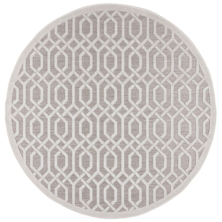 In- & Outdoor Teppich Rund - Piatto Mataro Creme Weiß - 1