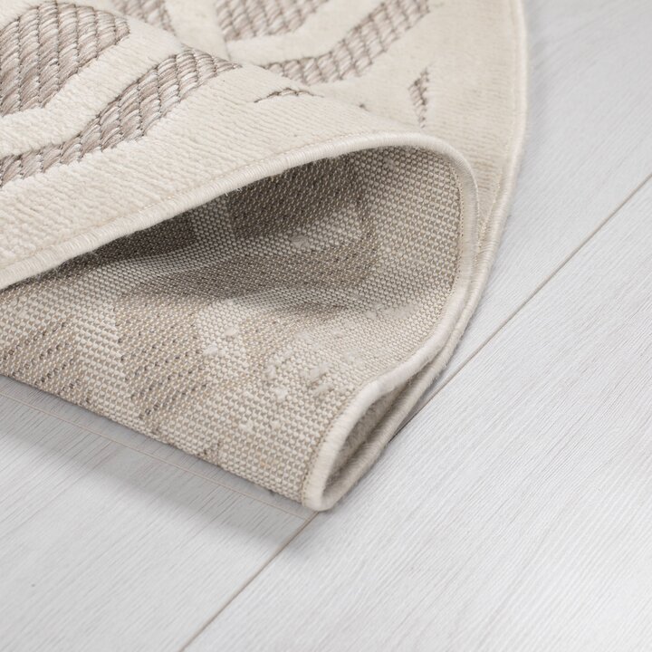 In- & Outdoor Teppich Rund - Piatto Mataro Creme Weiß - 4