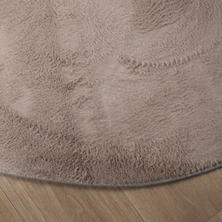 Flauschiger Teppich Rund - Cozy Taupe - 4