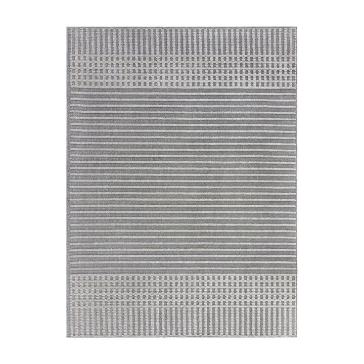 Waschbarer Teppich - Elto  Stripe Grau - 1