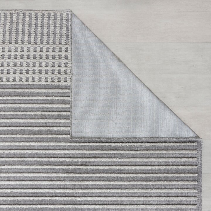 Waschbarer Teppich - Elto  Stripe Grau - 4