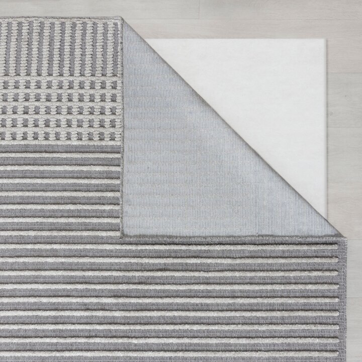 Waschbarer Teppich - Elto  Stripe Grau - 5