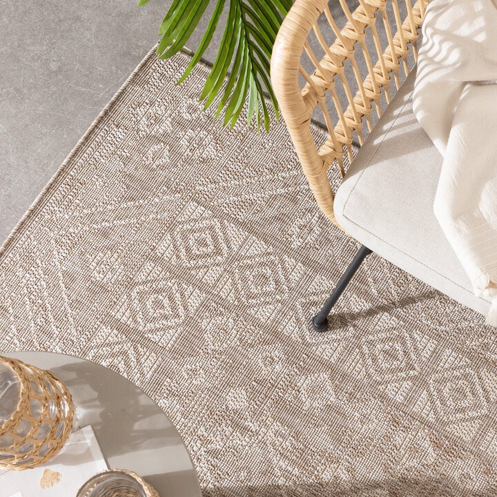 In- & Outdoor Jute Teppich - Atlas Aztec Braun Creme - 2