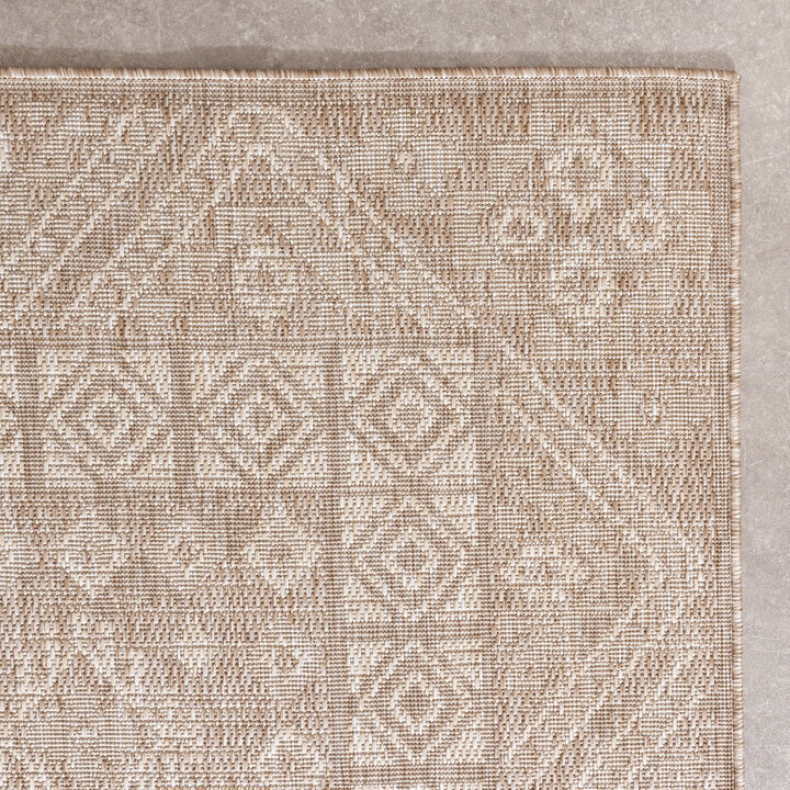 In- & Outdoor Jute Teppich - Atlas Aztec Braun Creme - 4