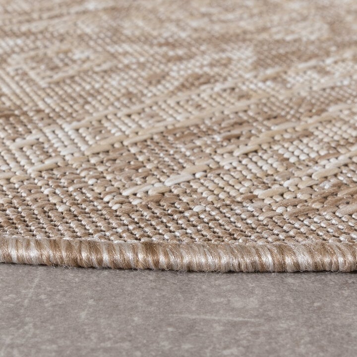 In- & Outdoor Jute Teppich Rund - Atlas Aztec Braun Creme - 5