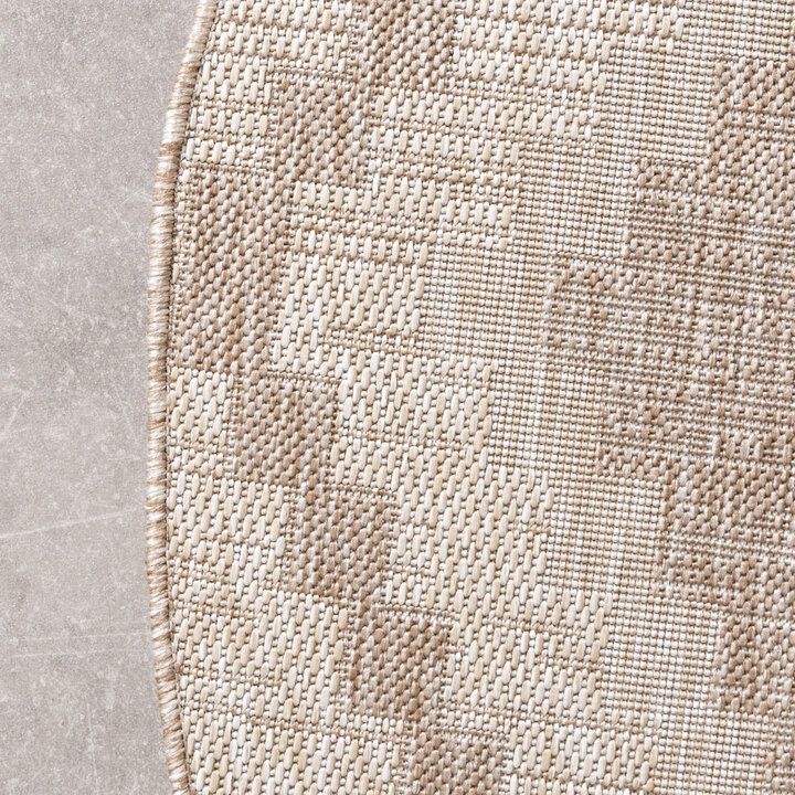 In- & Outdoor Jute Teppich Rund - Atlas Diamond Braun Creme - 4