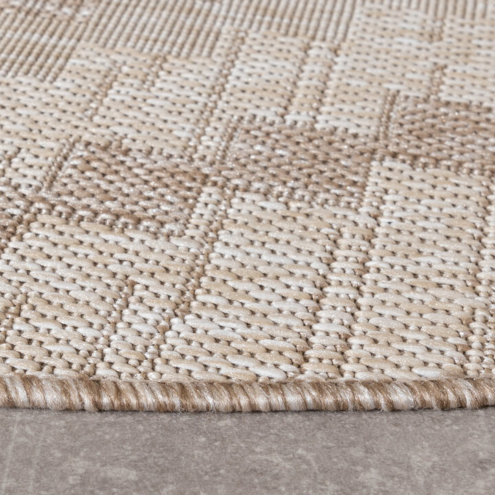 In- & Outdoor Jute Teppich Rund - Atlas Diamond Braun Creme - 5