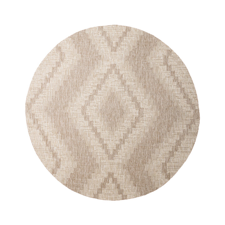 In- & Outdoor Jute Teppich Rund - Atlas Diamond Braun Creme - 1