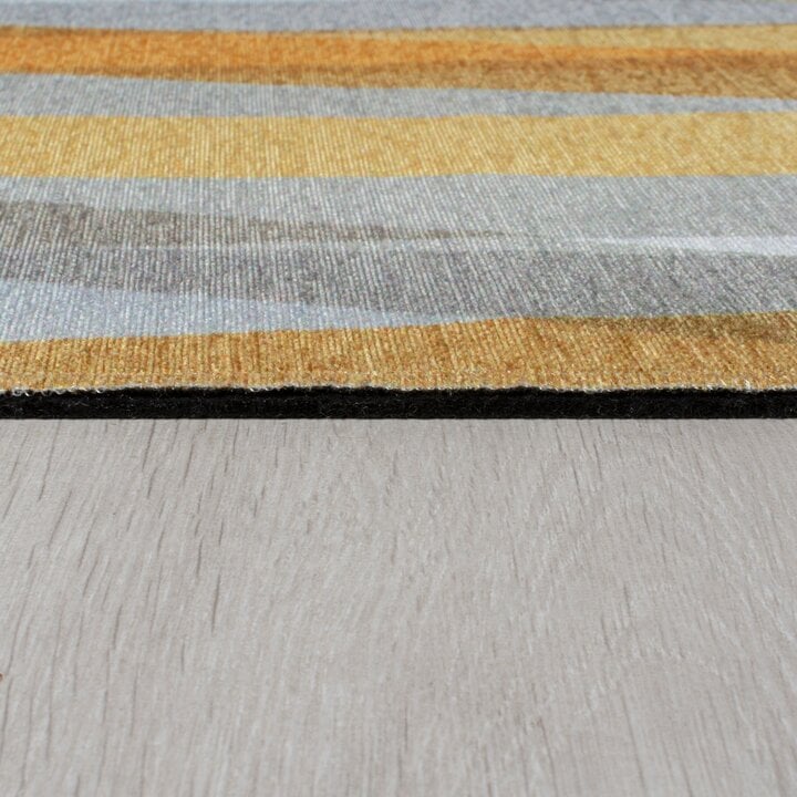 Waschbarer Teppich - Fabio Stripe Grau Gelb - 3