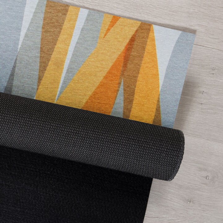 Waschbarer Teppich - Fabio Stripe Grau Gelb - 4