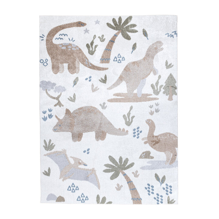 Waschbarer Kinderteppich - Mace Dino Creme - 1