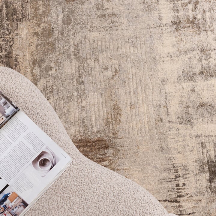 Teppich Abstrakt Rund - Xavier Scratch Taupe Grau - 2