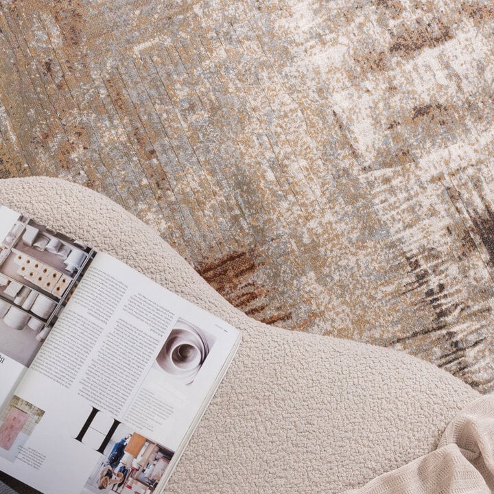 Teppich Abstrakt Rund - Xavier Scratch Taupe Rot - 2