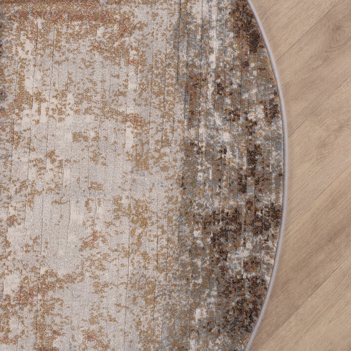 Teppich Abstrakt Rund - Xavier Scratch Taupe Rot - 4