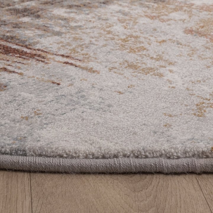 Teppich Abstrakt Rund - Xavier Scratch Taupe Rot - 5