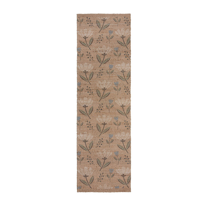 Jute Läufer - Amilio Floral Beige - 1