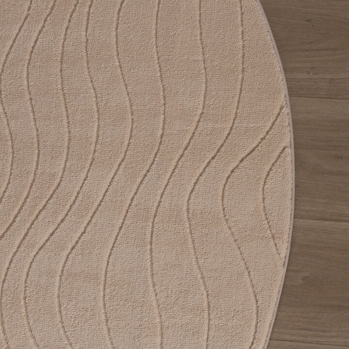 Runder Teppich Wohnzimmer - Charm Waves Beige - 4
