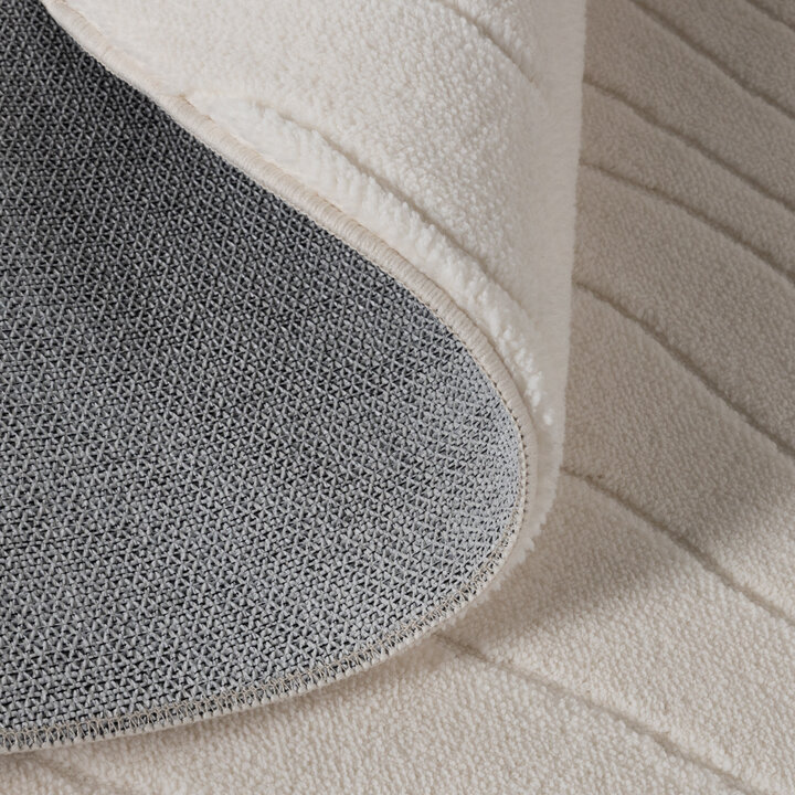 Runder Teppich Wohnzimmer - Charm Waves Weiß - 6