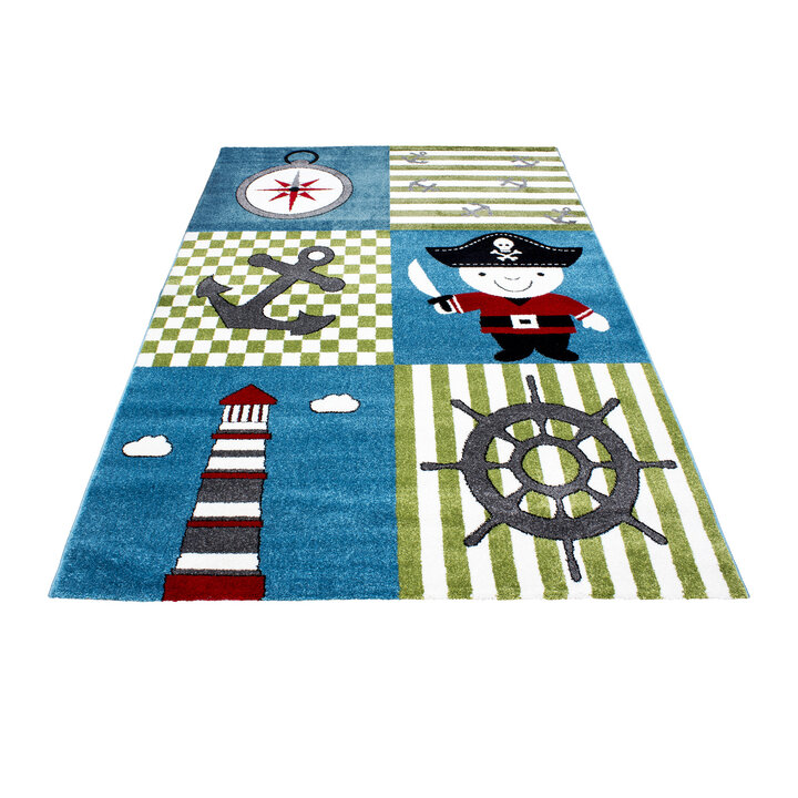 Kinderteppich Pirat - Mila Blau/Grün - 1