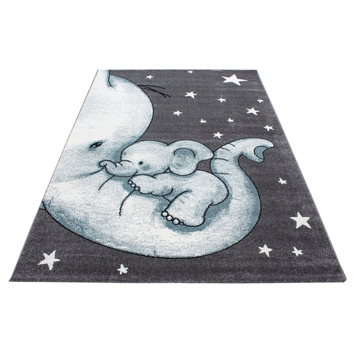 Kinderzimmer Teppich - Anna Elefant Blau - 1