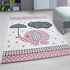 Kinderzimmer Teppich - Anna Elefant Regenschirm Rosa - thumbnail