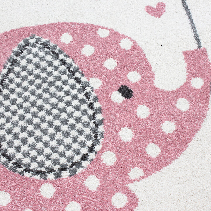 Kinderteppich Rund - Anna Elefant Regenschirm Rosa - 1