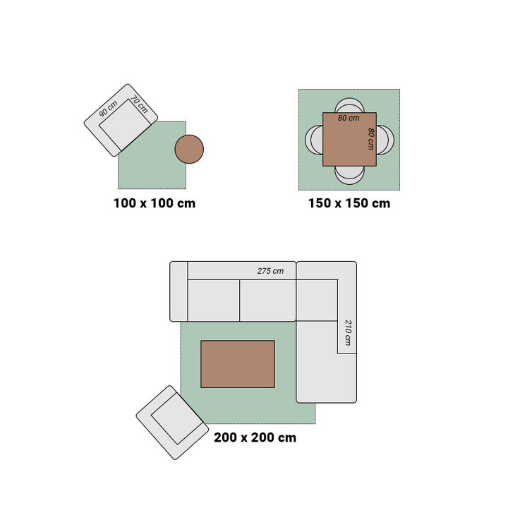 Quadratischer Boho Teppich - Basai 125 Beige - 4
