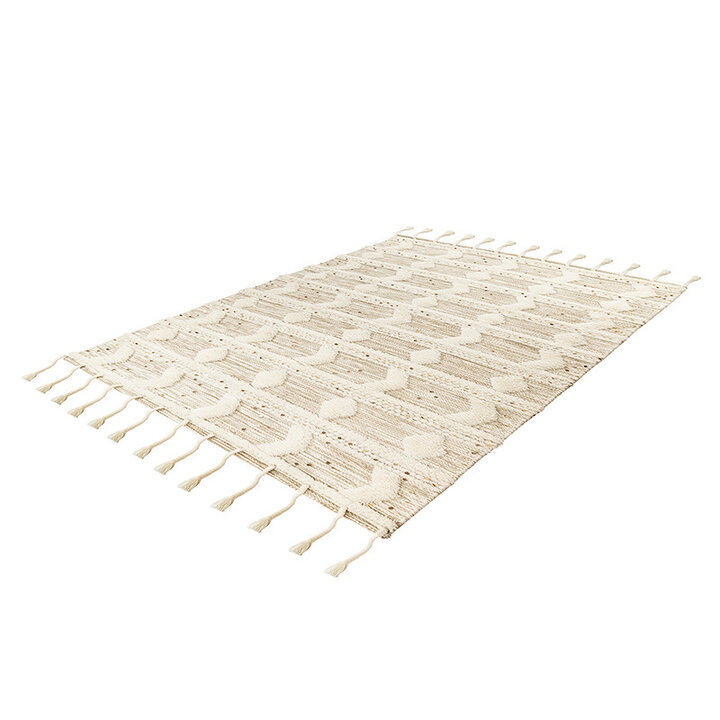 Boho Teppich - Basai Fransen 425 Creme Grün - 2