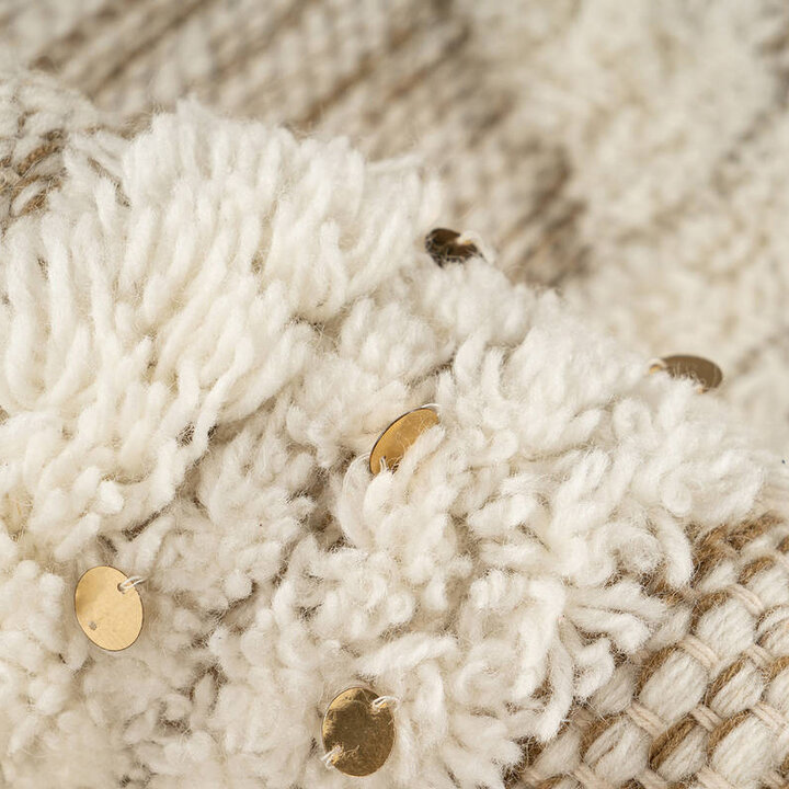 Boho Teppich Rund - Basai Fransen 425 Creme Grün - 3