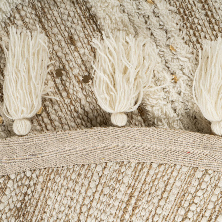 Boho Teppich Rund - Basai Fransen 425 Creme Grün - 4