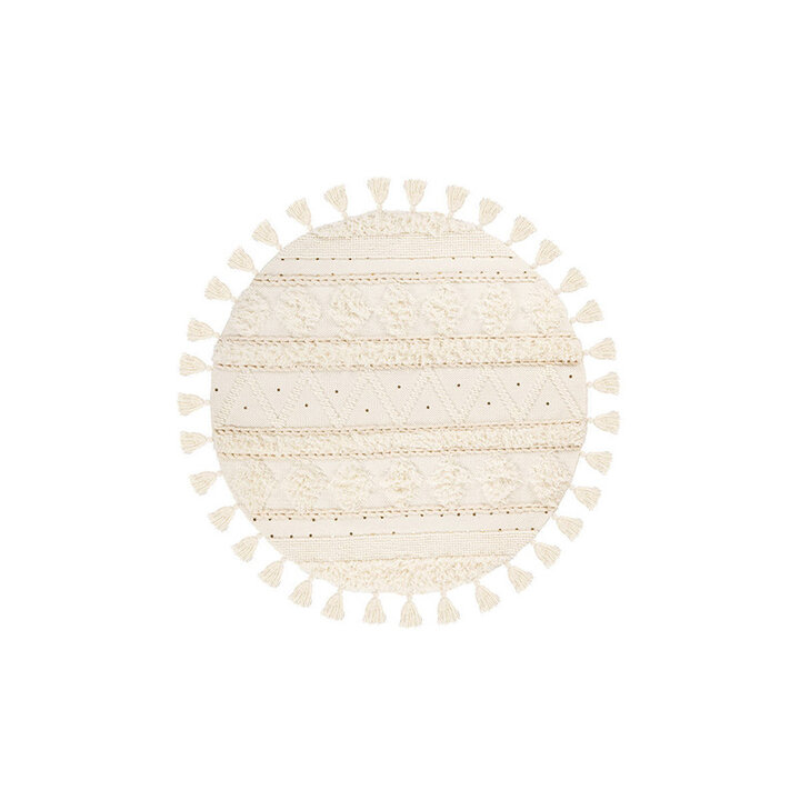 Boho Teppich Rund - Basai Fransen 525 Creme - 1