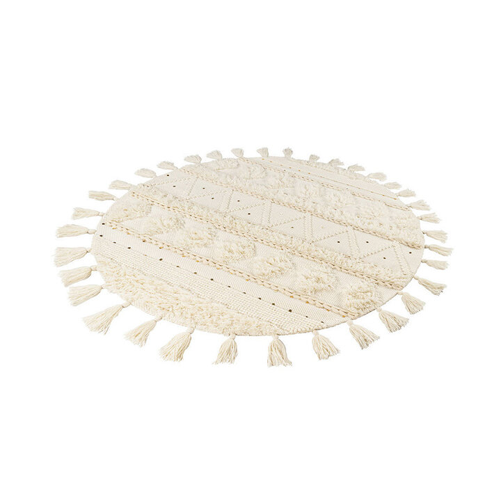 Boho Teppich Rund - Basai Fransen 525 Creme - 2